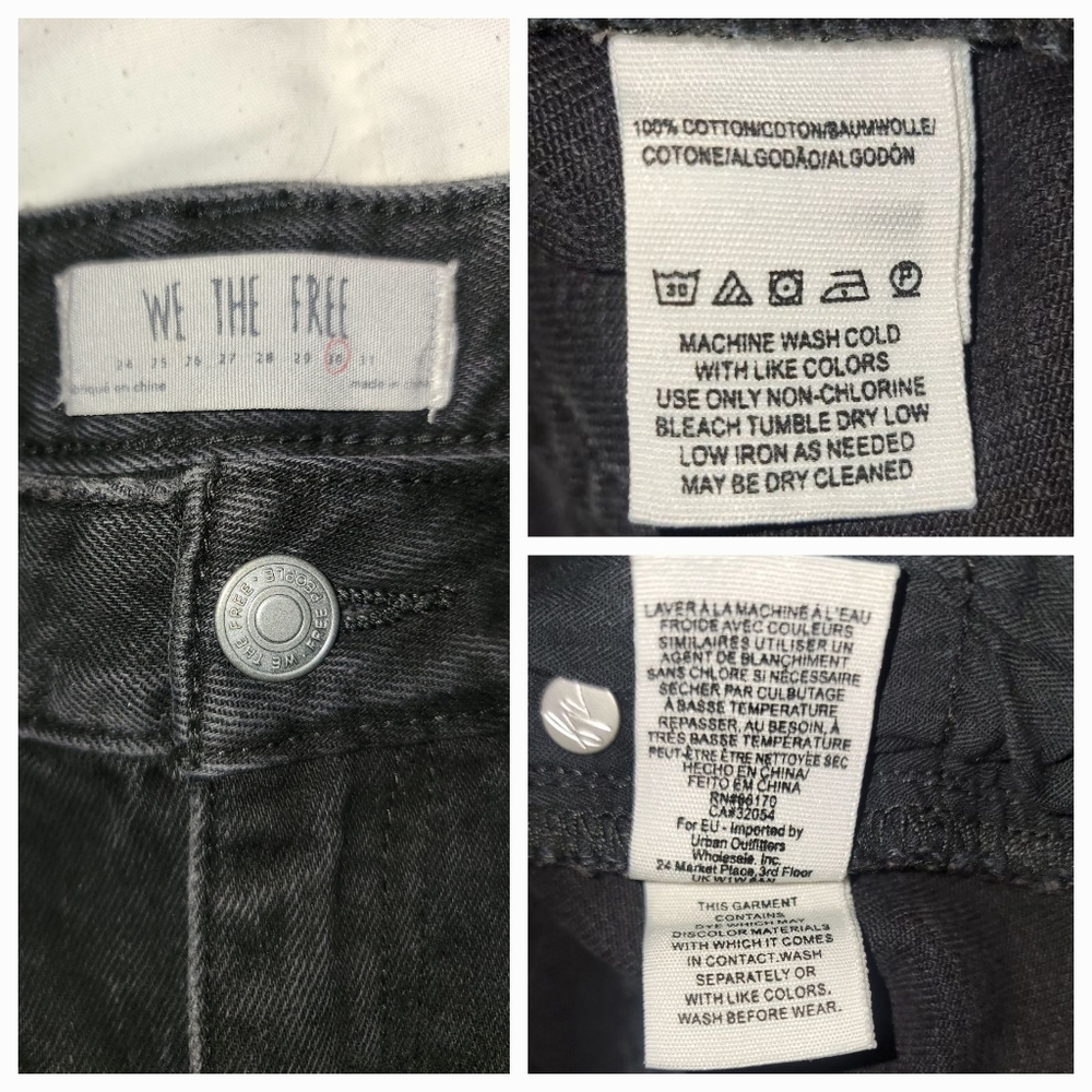 🆕️ We the Free People Vintage Flare Ruff frayed slit hem jeans Washed out black - Picture 15 of 15